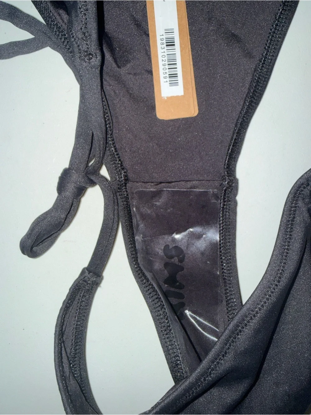 Skims Signature Swim Dipped Tie Bikini Bottom Onyx Medium